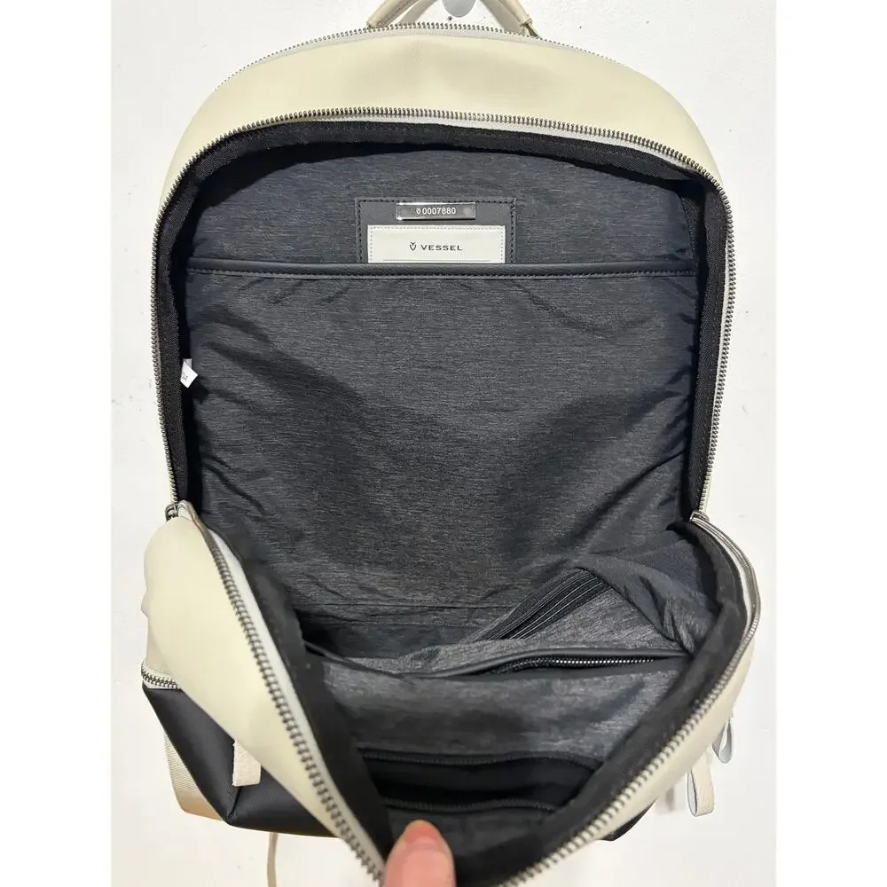 VESSEL Signature Backpack Latte Cream Black Luxury Travel Laptop Work Bag 22L